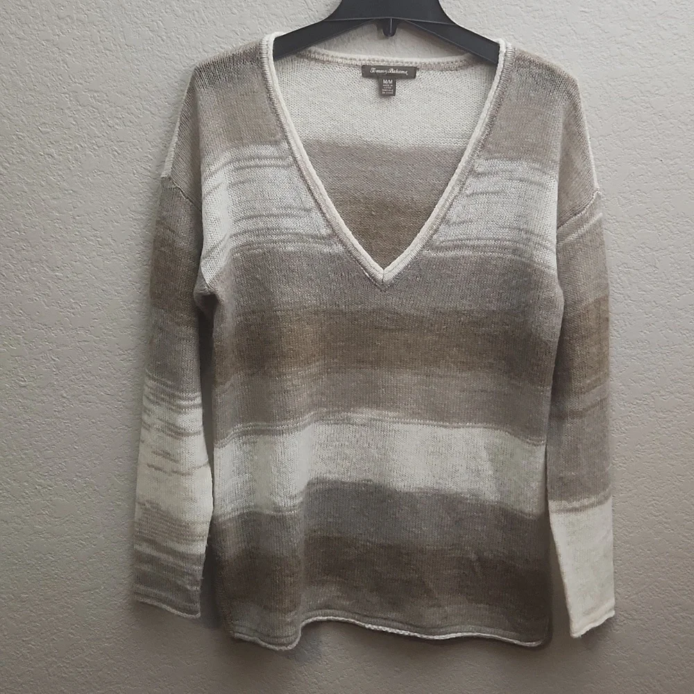 Tommy Bahama Sweater Womens Size M Wool Mohair Tunic Knit Color Block